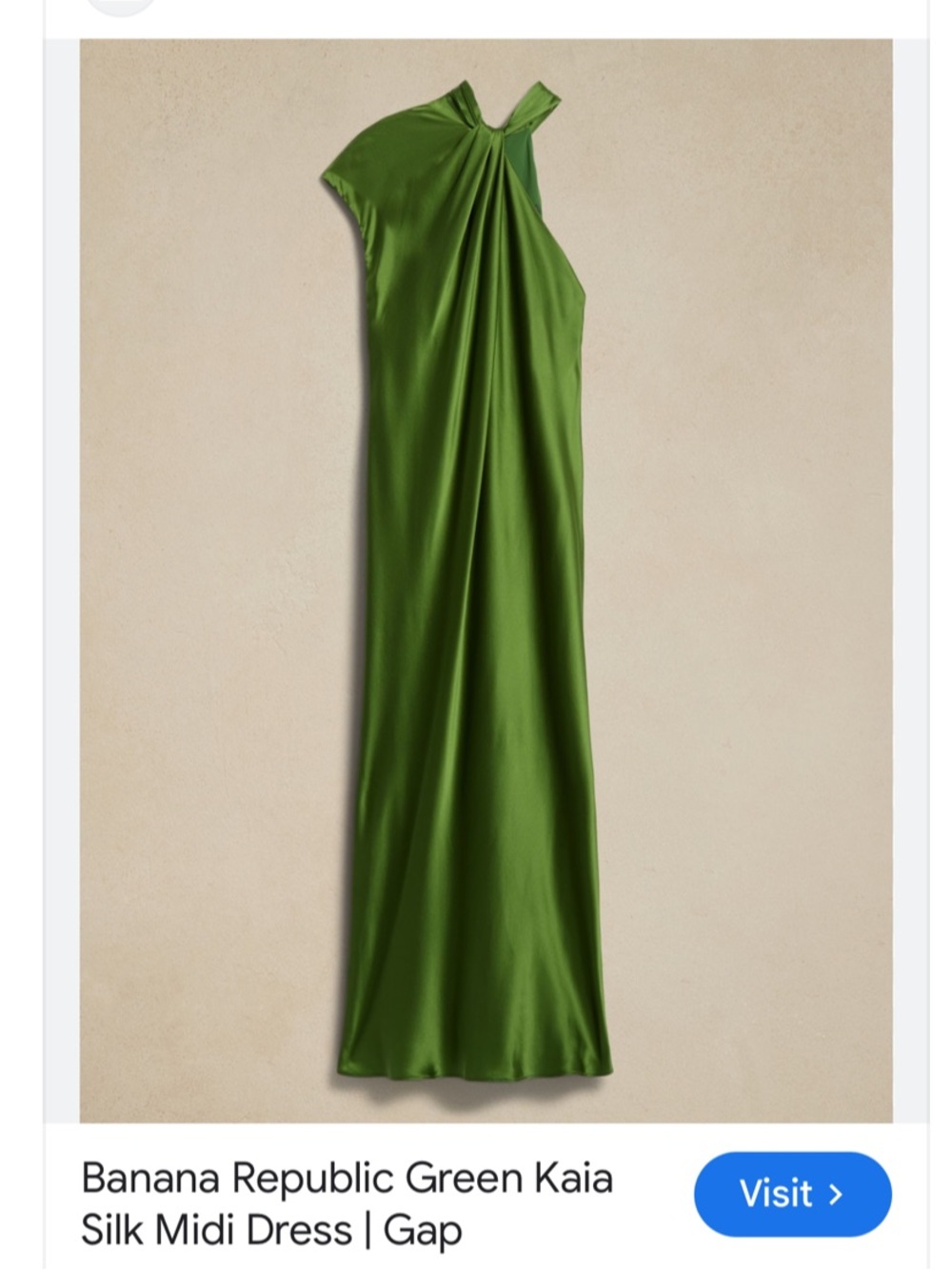 Banana Republic Green Kaia One-Shoulder Silk Midi Dress